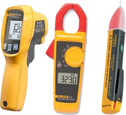 Termómetro infrarrojo portátil Fluke FL62MAX+/323/1AC, pinza amperimétrica True-RMS, detector de voltaje VoltAlert